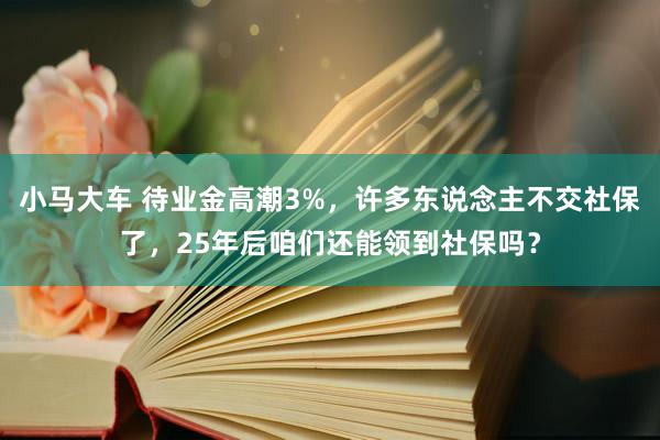 小马大车 待业金高潮3%，许多东说念主不交社保了，25年后咱们还能领到社保吗？