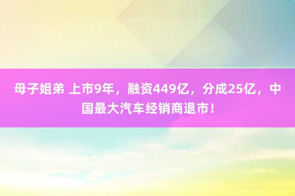 母子姐弟 上市9年，融资449亿，分成25亿，中国最大汽车经销商退市！