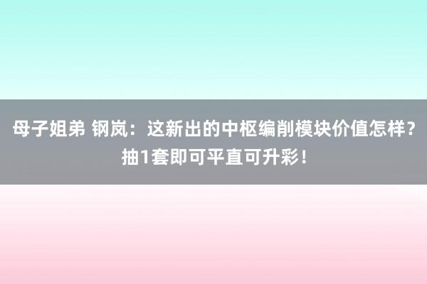 母子姐弟 钢岚：这新出的中枢编削模块价值怎样？抽1套即可平直可升彩！