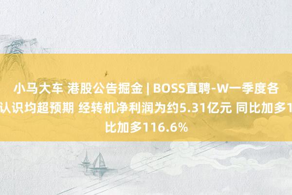 小马大车 港股公告掘金 | BOSS直聘-W一季度各项财务认识均超预期 经转机净利润为约5.31亿元 同比加多116.6%