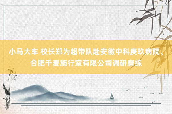 小马大车 校长郑为超带队赴安徽中科庚玖病院、合肥千麦施行室有限公司调研磨练